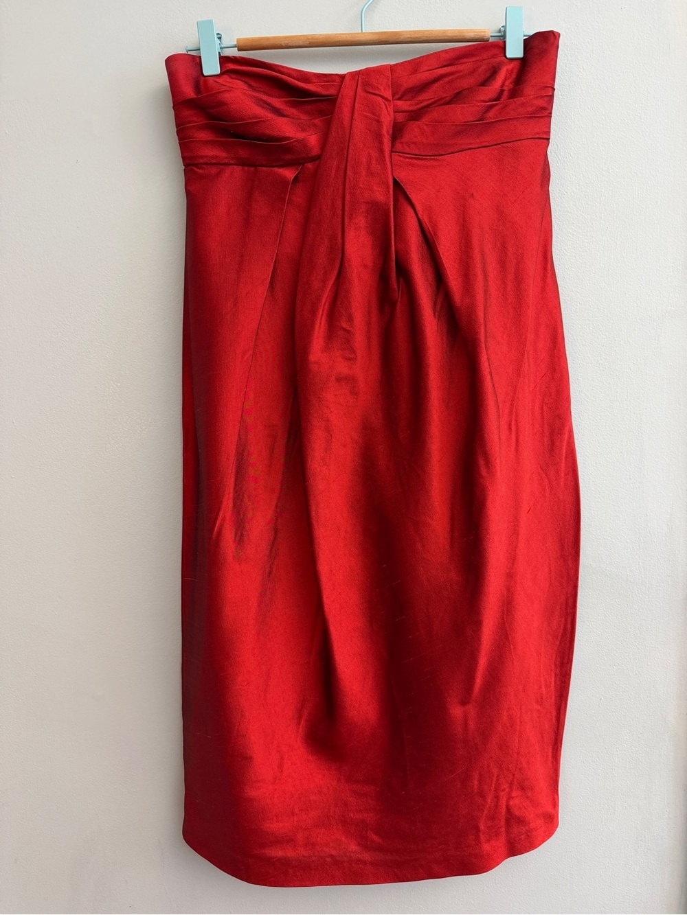 Max Mara Red Silk Strapless Cocktail Dress, Size 8